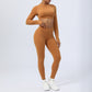 Nude Feel Workout Clothes Suit Cross Strap Showing