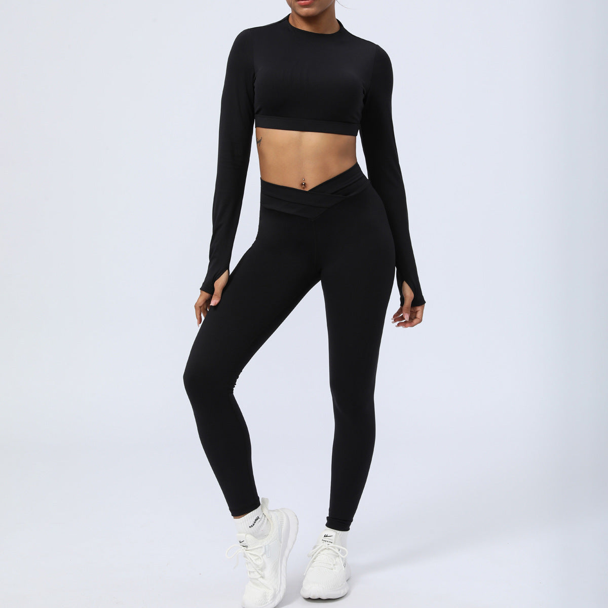 Nude Feel Workout Clothes Suit Cross Strap Showing