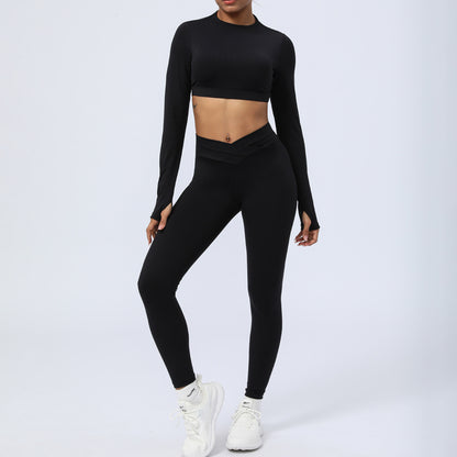 Nude Feel Workout Clothes Suit Cross Strap Showing