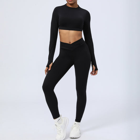 Nude Feel Workout Clothes Suit Cross Strap Showing