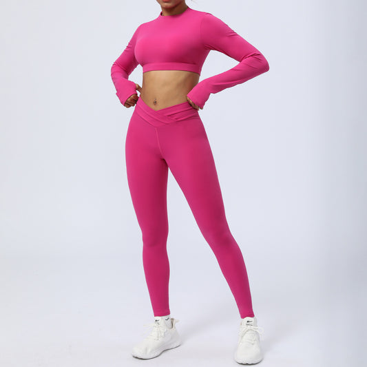 Nude Feel Workout Clothes Suit Cross Strap Showing