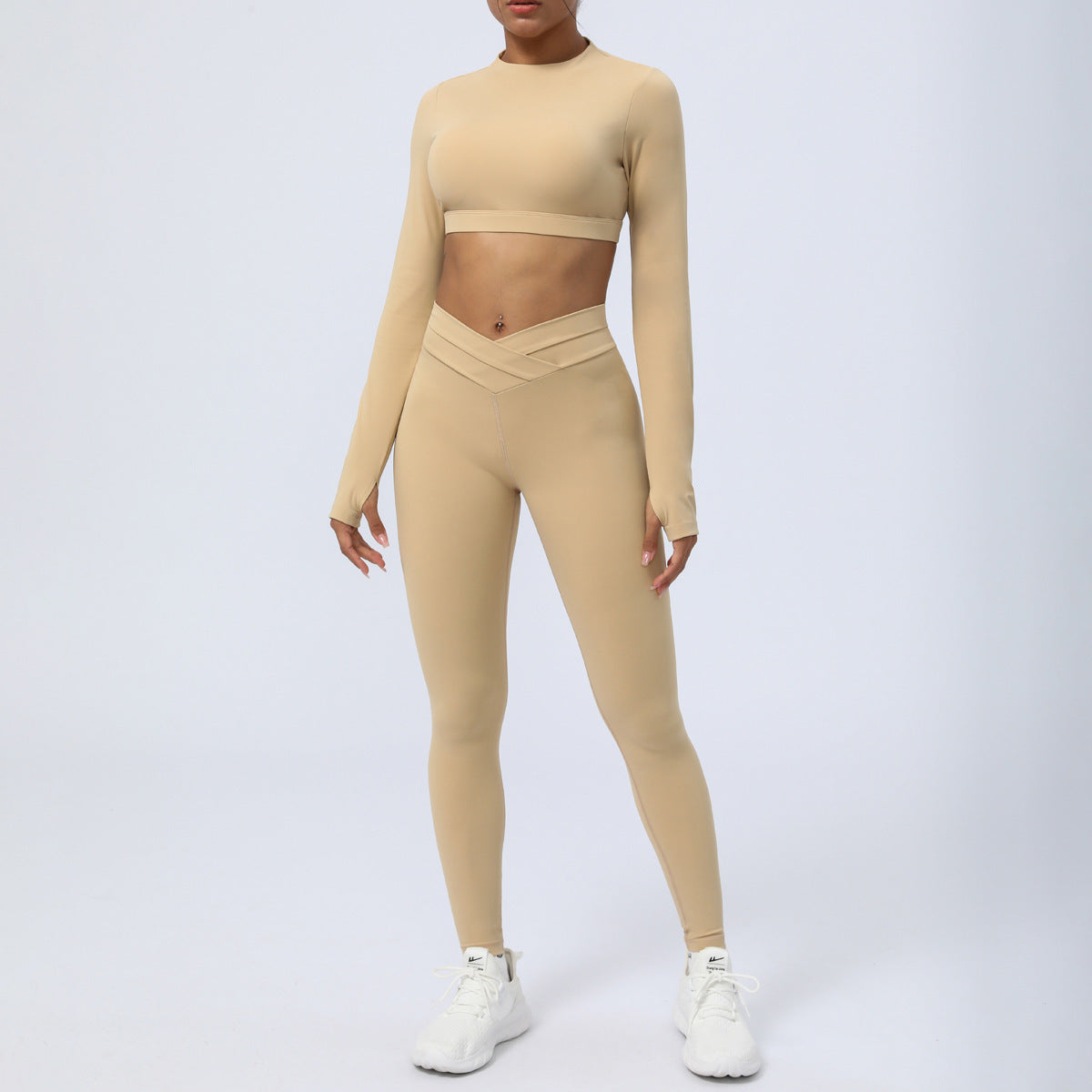 Nude Feel Workout Clothes Suit Cross Strap Showing